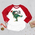 thumbnail image 3 of Camiseta con estampado de dinosaurio de dibujos animados para niños, camiseta navideña para niña y niño, ropa de manga raglán, camiseta para niño, ropa de fiesta, 3 of 5