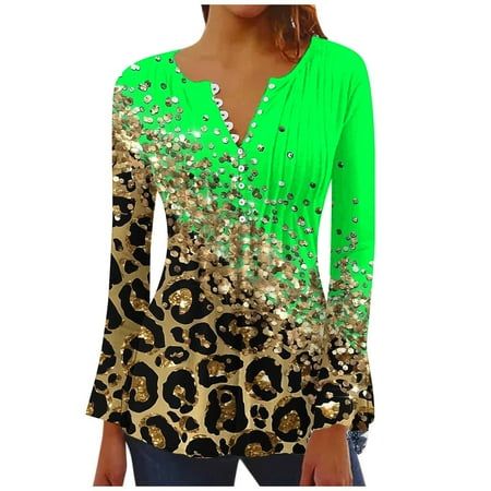 Gothic Tops for Women Plus Size Long Sleeve Shirts for Women Clearance Women s Casual Trumpet Long Sleeve Printed Buttoned Basic Ruched Corset Tunic Tops Pleated Fall Clothes for Women