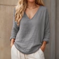 thumbnail image 2 of WERYOUNG Womens T Shirts Summer Casual Loose Fit Linen Long Sleeve Knit Tee Lightweight T-Shirts For Everyday Wear Versatile Tops M, 2 of 4