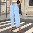 thumbnail image 6 of XFLWAM Capris Pants for Women Summer Baggy Elastic High Waist Cropped Trousers Casual Loose Wide Leg Pallazzo Pants Light Blue L, 6 of 9