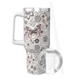 thumbnail image 2 of Salouo Vintage Butterflies for 40oz Water Bottle with Handle & Flip Straw - Stainless Steel Vacuum Insulated Tumbler-Reusable Travel Coffee Mug- Gifts for Women & Men, 2 of 8