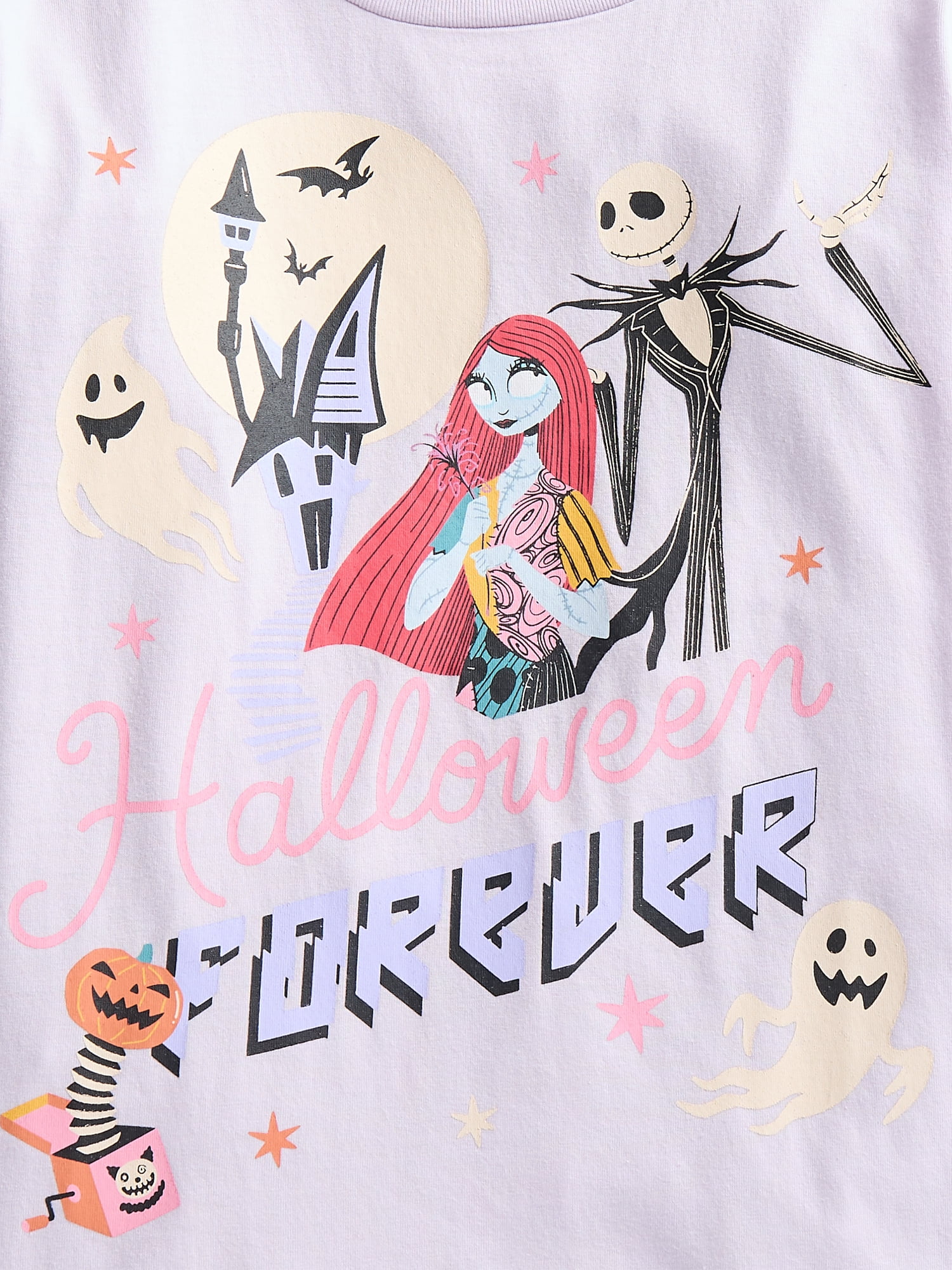 The Nightmare Before Christmas Girls' Graphic Tee with Short Sleeves, Sizes 4-16