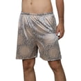 thumbnail image 3 of Defitshape Men's Satin Sleep Shorts Boxers Underwea Pj Pajama Bottom Casual Nightwear Bunched Loungewear Cool Summer Elastic Blue Medium, 3 of 5