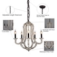 thumbnail image 3 of 5-Light Farmhouse Wood & Metal Chandelier French Country Lighting Fixture for Dining Room, 3 of 6