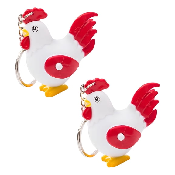HIBIBUD 2026 New 4 Pcs Rooster Led Lights Car Keychains Pendant Bag Filler Sound Ring Multipurpose Animal for Keys, Backpacks, Purses, Luggage, Outdoor Use