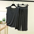 thumbnail image 2 of Posijego Womens Plus Size Pajama Set Solid Sleeveless V Neck Tank Tops with Capri Pants Sleepwear Loungewear for Women, 2 of 5
