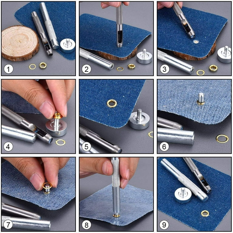  Leather Grommet Kit, Easy Assembly. Grommet Eyelet Kit for  Repairing Bags : Industrial y Científico