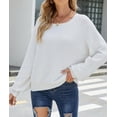 thumbnail image 2 of Fuzzy Texture Raglan Sweater White Large, 2 of 4