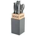 thumbnail image 5 of Spice by Tia Mowry - Savory Saffron Charcoal 7-Piece Cutlery set with Block, 5 of 6