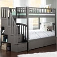 thumbnail image 4 of Bowery Hill Solid Wood Staircase Storage Bunk Twin Over Twin in Gray, 4 of 9