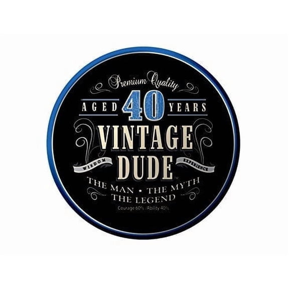 Vintage Dude 40th Birthday Edible Icing Image Cake Topper, by Tnct.