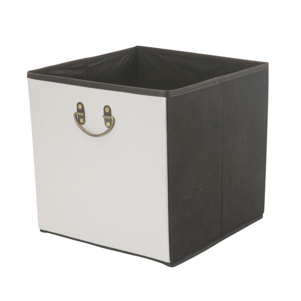 Faux Leather Storage Cube W/ Metal Handle 13X13X13
