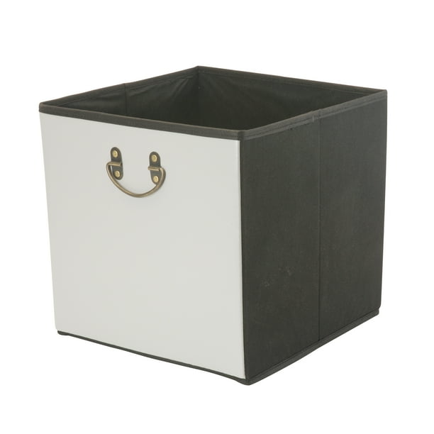 Faux Leather Storage Cube W/ Metal Handle 13X13X13