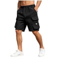 thumbnail image 6 of Besolor Men's Plus Size Cargo Shorts Summer Knee Length Drawstring High Waist Wide Leg Pants Casual Loose Running Sweat Shorts with Pocket, 6 of 7