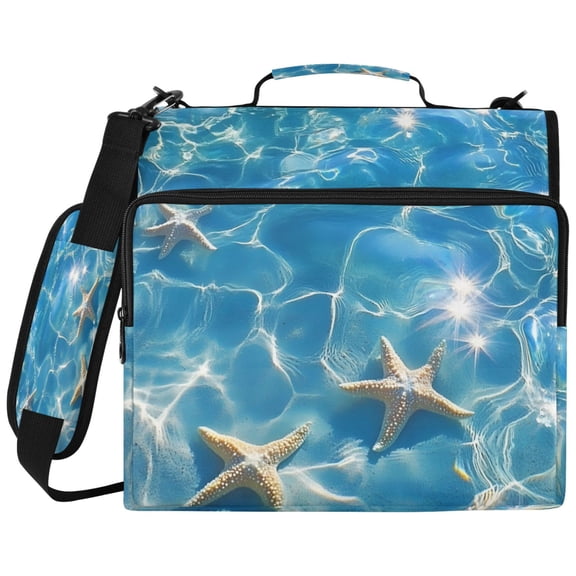 ALAZA Zipper Binder Starfish in Sea Pattern 2 inch 3 Ring 500 Sheet Capacity Trapper Keeper File Folder Organizer Bag
