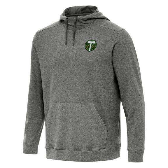 Men's Antigua Heather Black Portland Timbers Cloud Pullover Hoodie