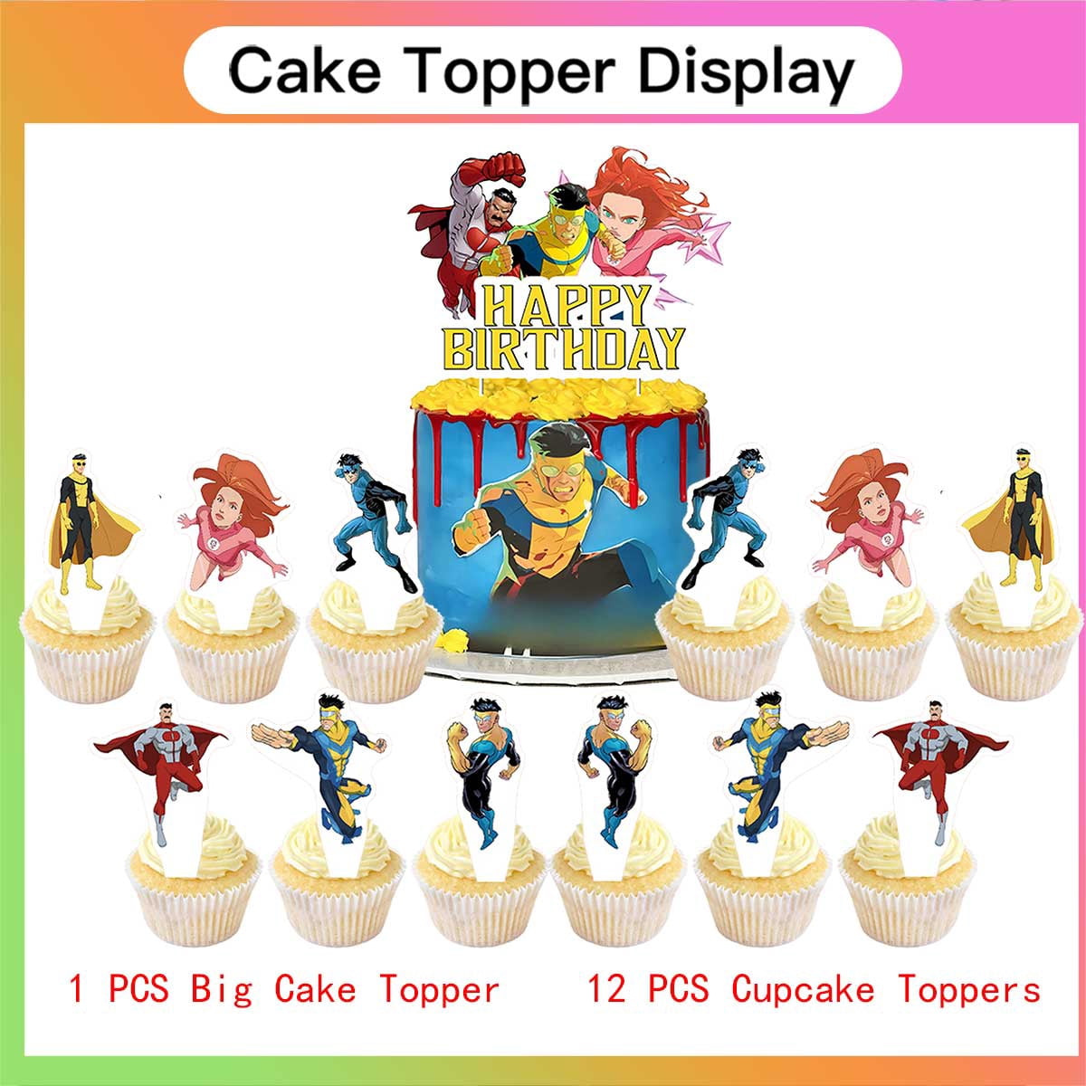 Invincible Birthday Party Supplies Balloons Paper Plates Decoration Cake Topper Decor Tableware Banner Backdrop