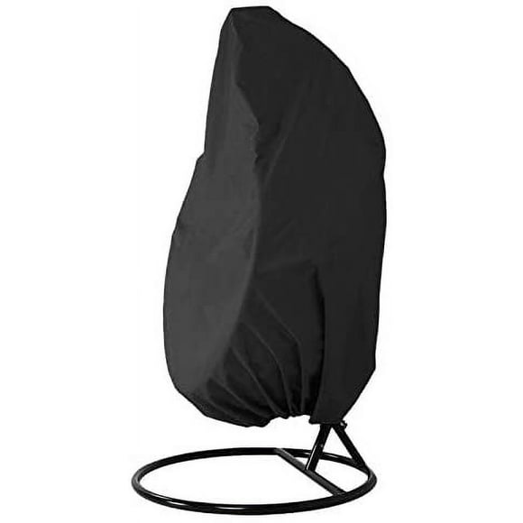 T Gift Of Outdoor Patio Hanging Chair Cover, Wicker Egg Swing Chair Cover, Heavy Duty Water Resistant for Outdoor Swing with Storage Bag (75" H x 45" W, Black)