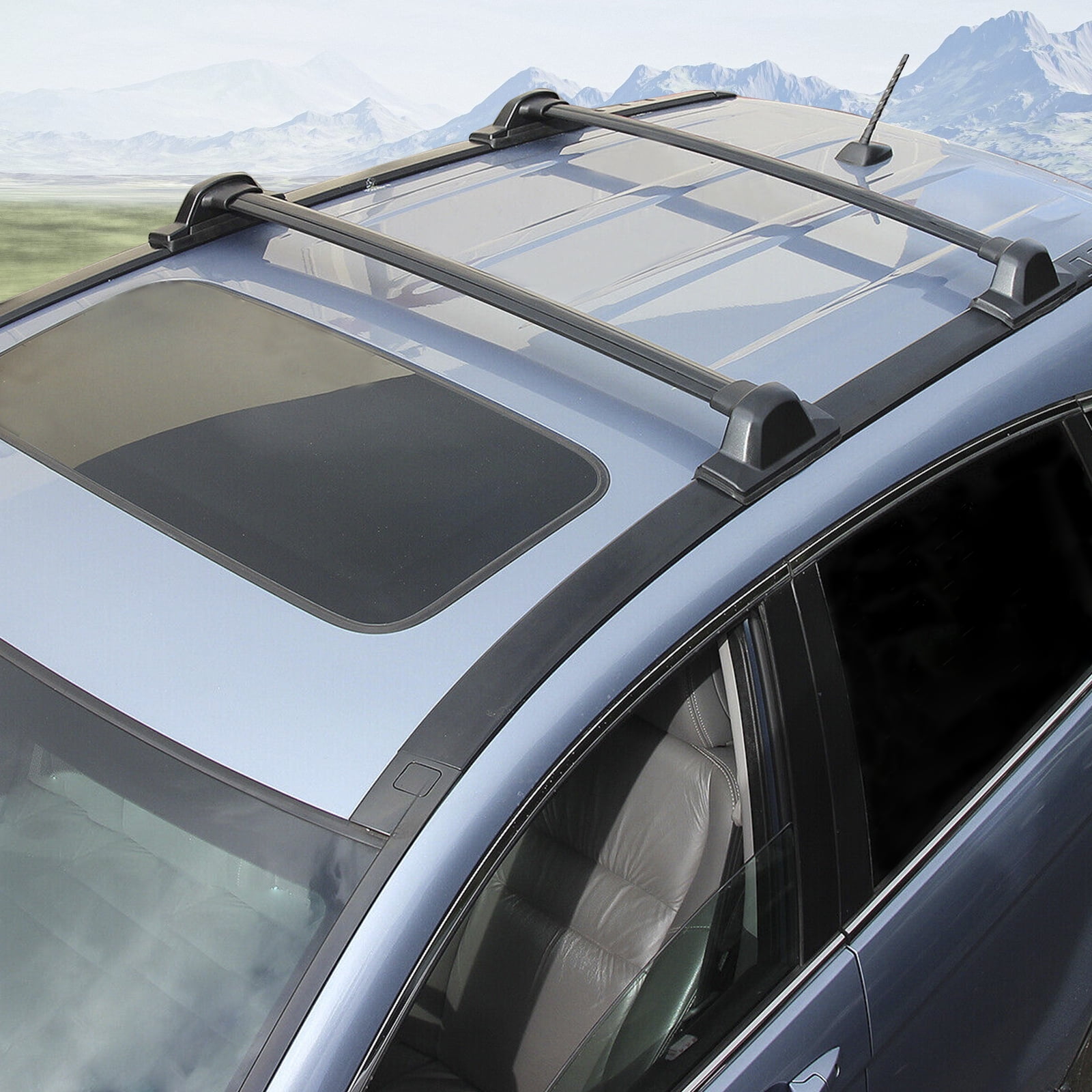 Ikon Motorsports Compatible with 07-11 Honda CRV OE Factory Style Roof Rack Cross Bar Black 2Pc