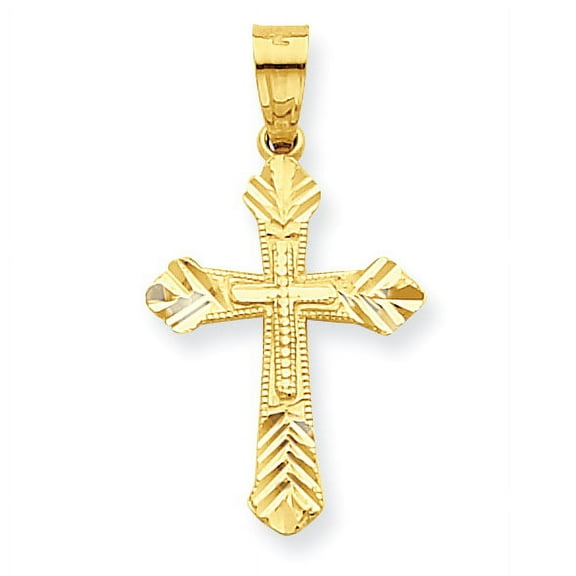 Finest Gold 10K Yellow Gold Budded Cross Pendant