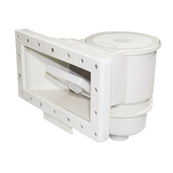 14.5-Inch White HydroTools Wide Mouth Support Thru Wall Skimmer with Brace