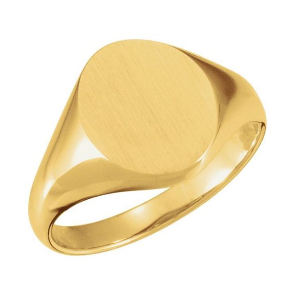 10k Yellow Gold 9.5x11mm Polished Oval Signet Ring -- Size 6.5 - 3.0 Grams