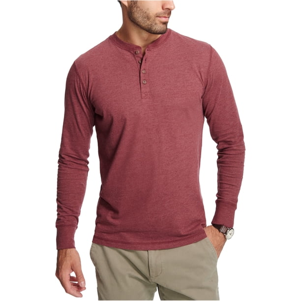 Camiseta henley jaspeada vintage para hombre resistente a la intemperie, rojo, XXL Weatherproof henley