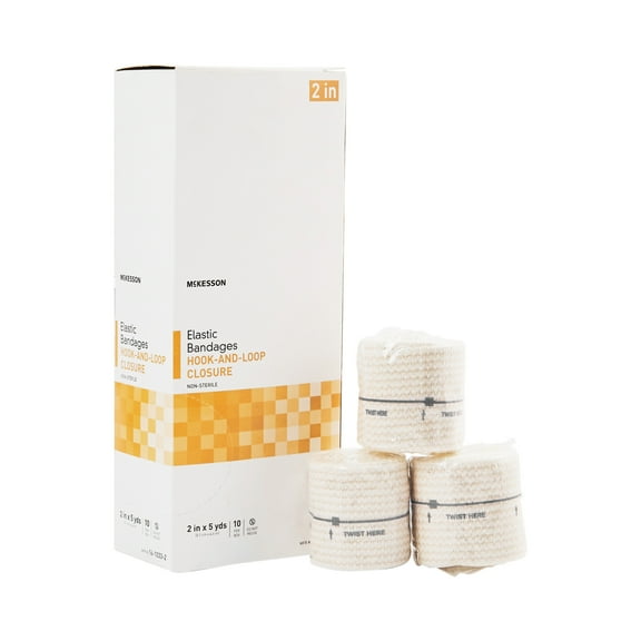 McKesson Elastic Bandage Compression Wrap for Injuries - 2 in x 5 yd, 10 Count, 5 Packs, 50 Total