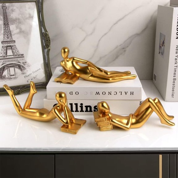 Decor Thinker Reading Women Statue for Living Room, Modern Shelf Decor Accent Decorations, Collectible Figurines Display for Office Bedroom Table Desk,