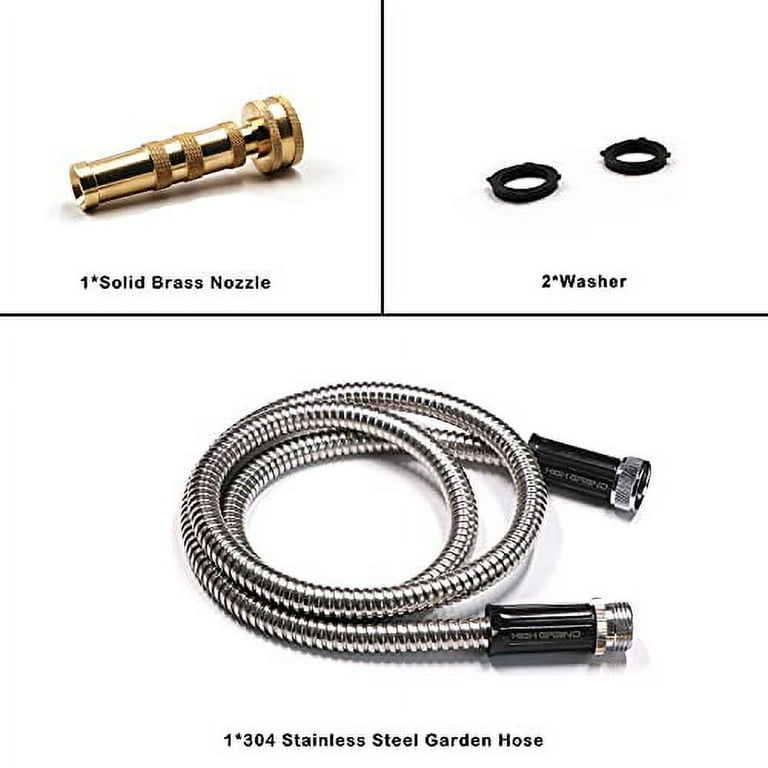 HIGH GRAND 5 ft Stainless Steel Metal Garden Hose Connector With Solid  Brass Nozzle,Water Hose Extension Extender,Short Connector Hose,Lead-Hose  for Hose Reel,Dehumidifier,Lightweight Flexible Durable 