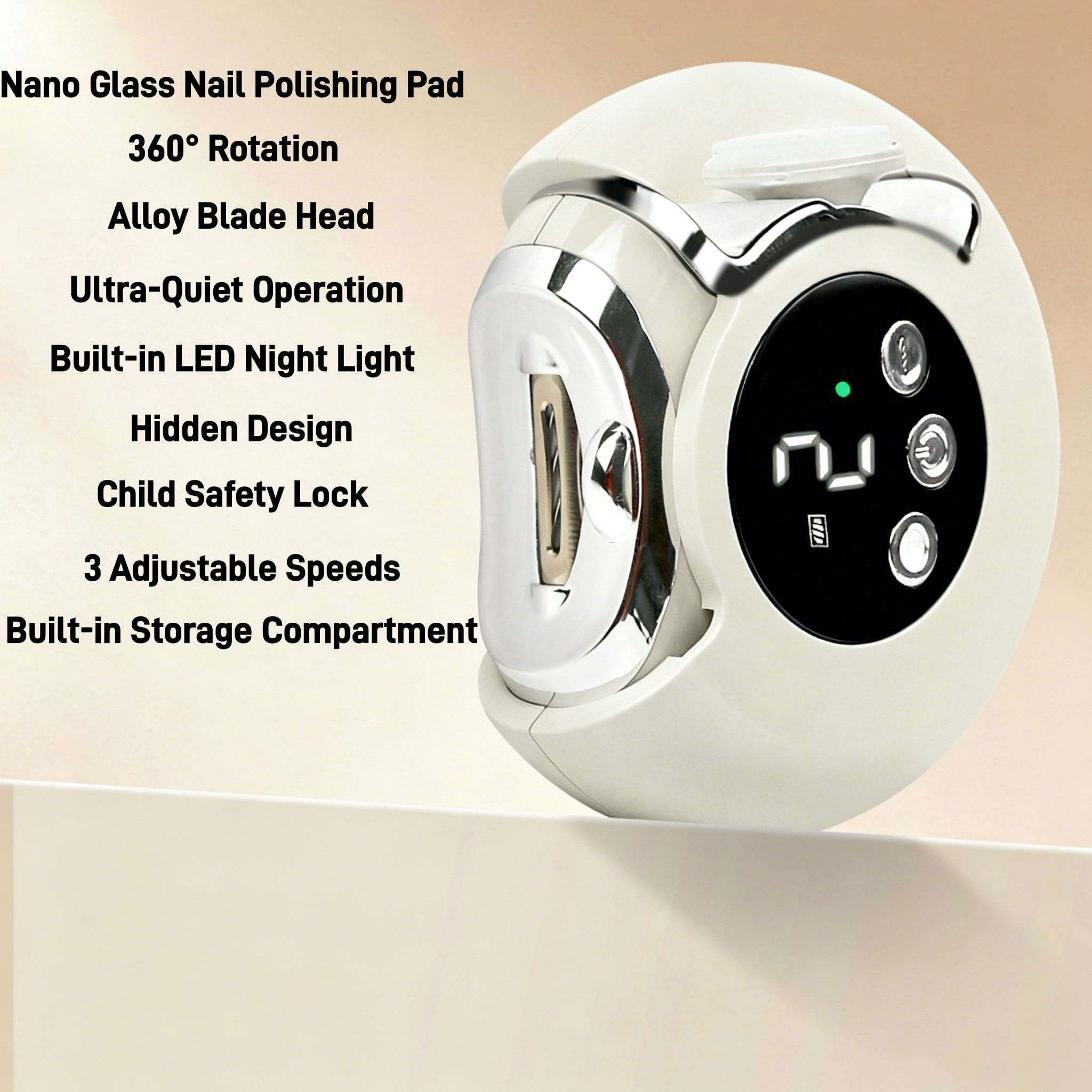 3-in-1 USB Rechargeable Electric Nail Clippers, 360° Rotating Quiet Nail Trimmer with LED Light for Baby Kids Adults Purple.