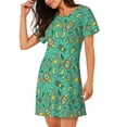 thumbnail image 2 of Balery Funny Animals in Jungle Camisón de manga corta con cuello redondo para mujer, cómodo y elegante., 2 of 6