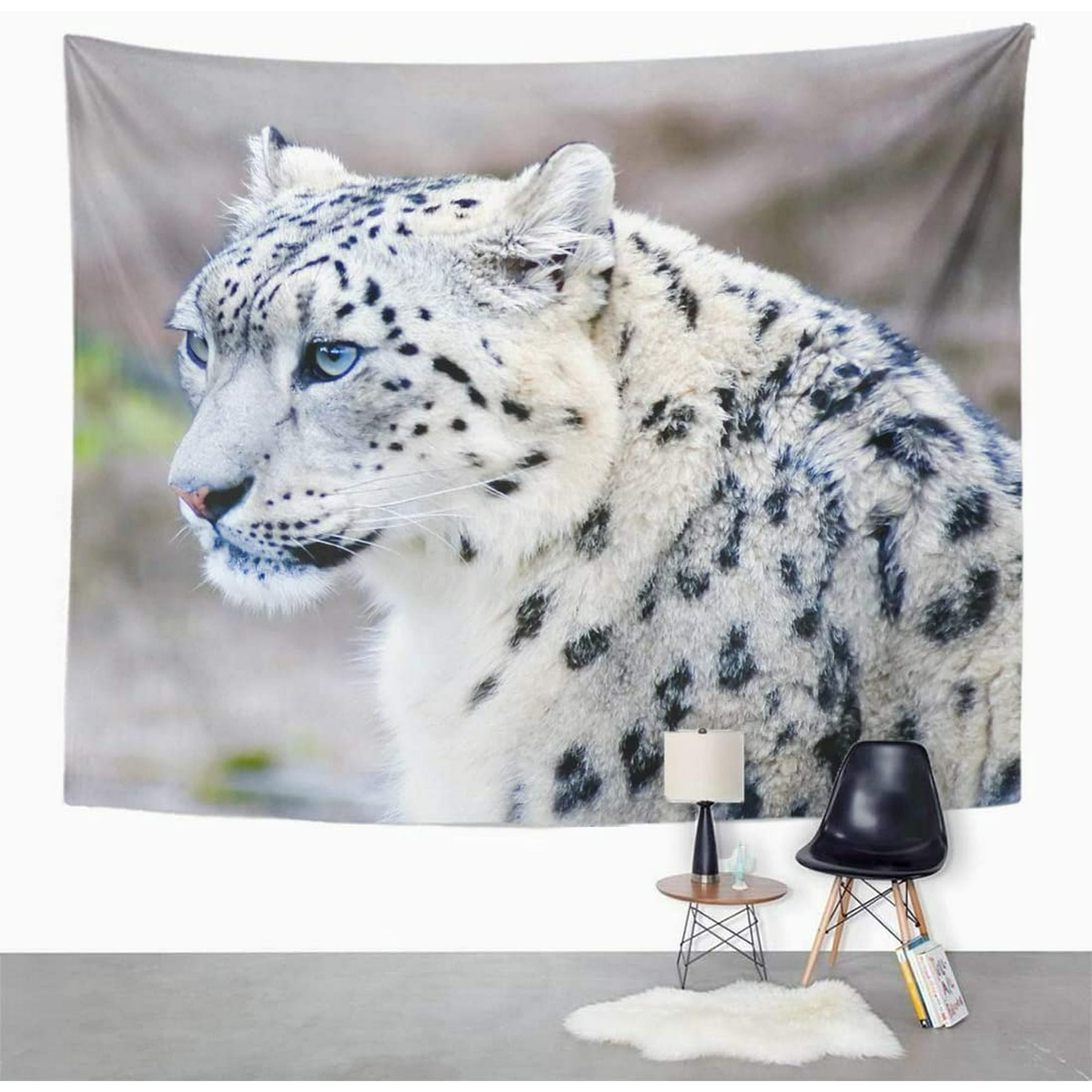 Tapestry Wall Hanging Blue Zoo The Rare Snow Leopard White Animal 50 X 60 Home Decor Art Tapestries For Bedroom Living Room Dorm Apartment Canada - Snow Leopard Home Decor