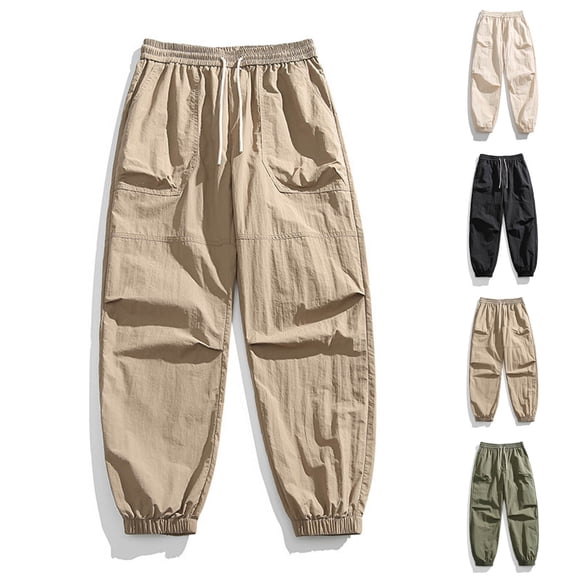 Hinvhai Mens Stretch Hiking Pants Cargo Quick Dry Lightweight Water Resistant Outdoor Fishing Pants with Pockets Adjustable Bottom Khaki