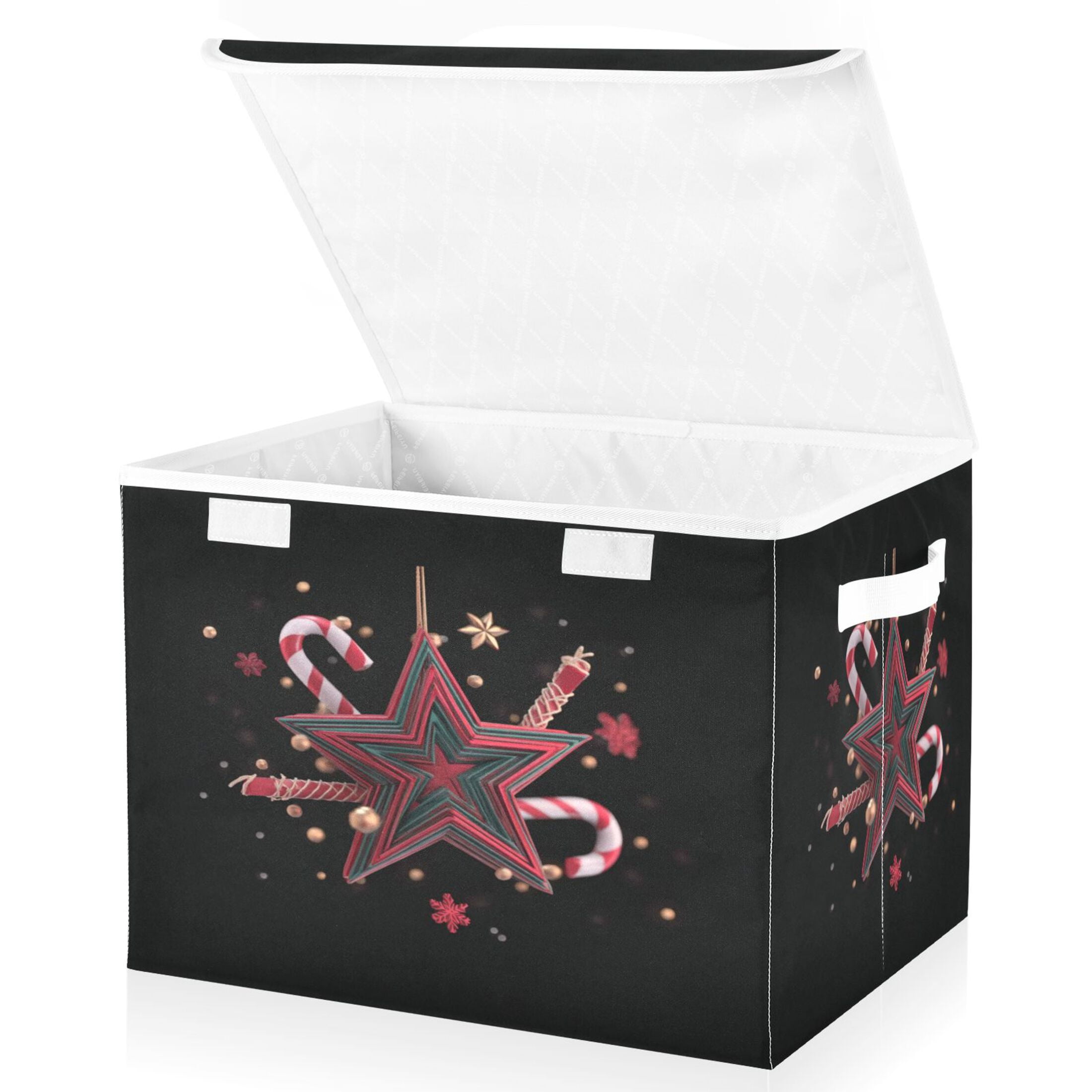 IAUYY 42*32*30cm Storage Bin with Lid Storage Boxes with Handles,300D Oxford Fabric+Hollow Board Applicable to Clothes Storage Office Storage,Black Background Lighting Effect