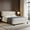 Cream, variant on iNSPIRE Q Zayra Queen Boucle Platform Bed with LED Channel Headboard, Cream