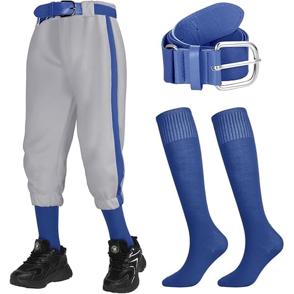ccwmincc 3 Pcs Baseball Pants Combo Set Men Youth Boy and Girls Softball Pants with Socks and Belts