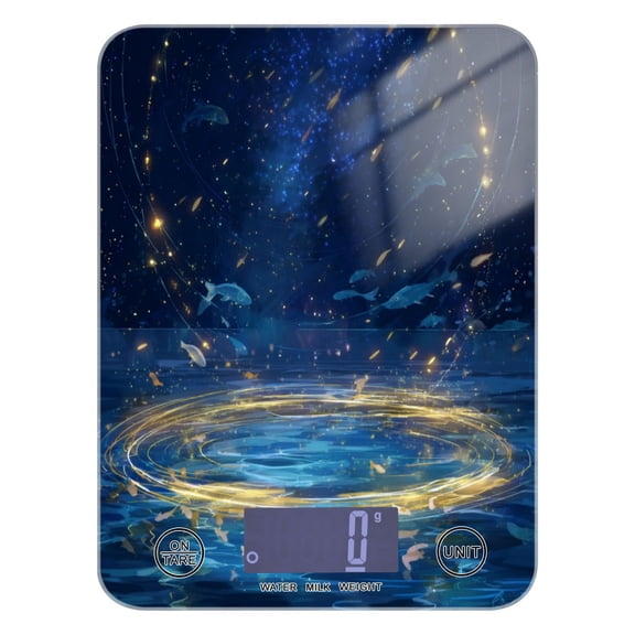 High Precision Digital Kitchen Scale Tempered Glass Food Scale Multifunction Scale Small Kitchen Appliances Magical Night Sky with Fish