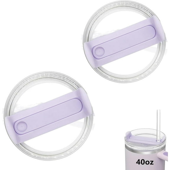 2 Pack Replacement 40 oz Tumbler Lid Compatible with Stanley Cup, Dustproof Spill Proof Splash Resistant Tumbler Covers Fit for Stanley Tumbler (Purple)