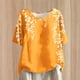 thumbnail image 2 of Tops de Lino para Mujeres Imprimir Suéter Cuello Redondo Manga Corta Superior Poliéster, Blusa de Moda Casual para la Primavera Y el Verano, 2 of 5