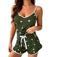 thumbnail image 3 of Asxite Pajamas for Women Set Heart Print Spaghetti Strap Top and Ruffle Shorts Sleepwear, 3 of 7