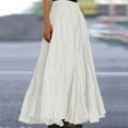 thumbnail image 2 of WTOBBY Women's Casual Pleated Solid Color Maxi Skirt A-Line Floor Length Skirt High Waist Flowy Swishy Long Skirt with Elastic Waist for Bohemian Style,White S, 2 of 5