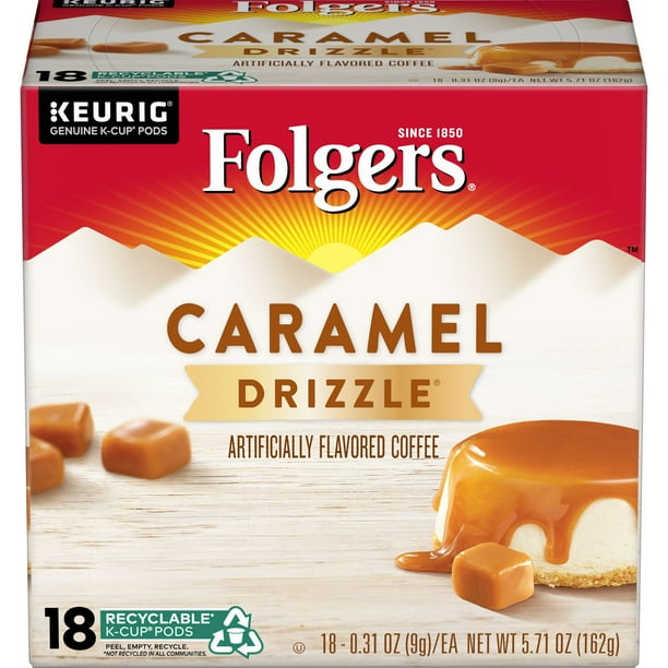 Folgers Caramel Drizzle Flavored Coffee, K-Cup Pods for Keurig K-Cup