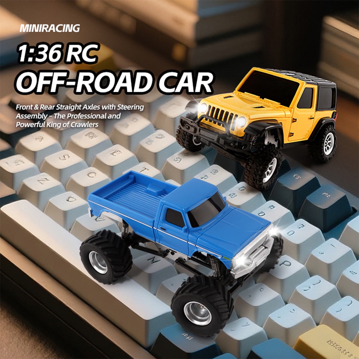 RC Off-Road Rock Crawler, 1/36 Scale 2.4G 4WD Full Proportional RC Climbing Car Model with Realistic LED Lights, Long Battery Life, RTR Hobby Collectible Model for Adults Hobbyists (Blue)