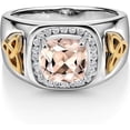 thumbnail image 2 of beryl_creation 2.50 Ct Cushion Cut Morganite Christmas Thanksgiving Engagement Wedding Pinky Band Ring 14K White Gold Plated 925 Sterling Silver For Men's -7, 2 of 3
