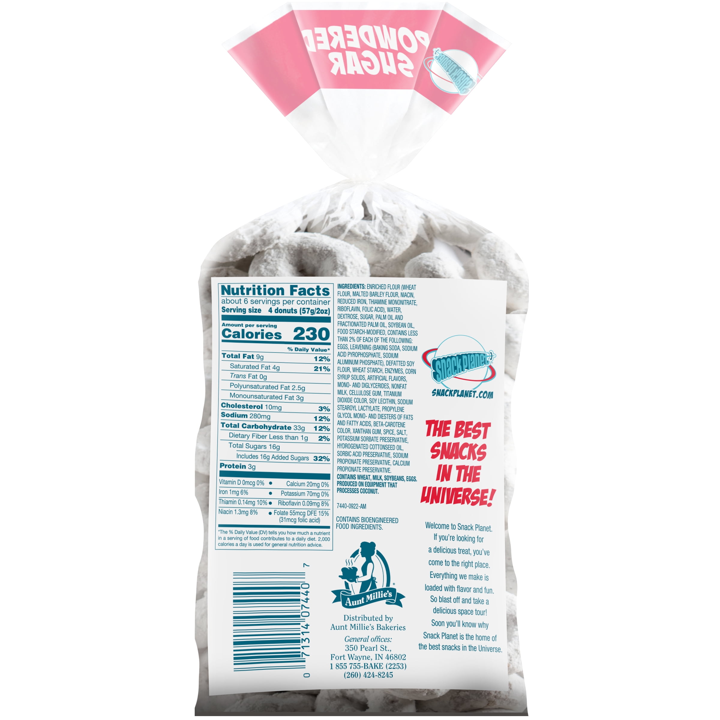 Snack Planet Powdered Sugar Mini Donuts, 12oz