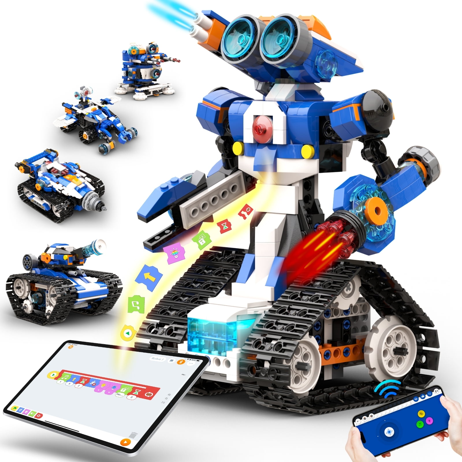 Apitor Robot J Robot Building Kit for Kids Ages 7-12, 6-in-1 STEM Educational Coding Toys with APP Control, Science Engineering Gift for Boys & Girls, 4 Control Modes (480 Pieces)