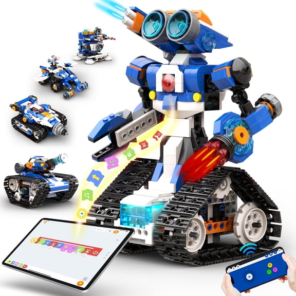 Apitor Robot J Robot Building Kit for Kids Ages 7-12, 6-in-1 STEM Educational Coding Toys with APP Control, Science Engineering Gift for Boys & Girls, 4 Control Modes (480 Pieces)