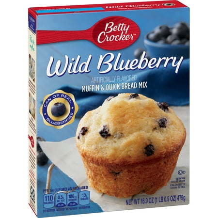 (4 Pack) Betty Crocker Wild Blueberry Muffin and Quick Bread Mix, 16.9