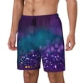 thumbnail image 2 of Haiem Purple and Green Glitter Mens Swim Trunks with Compression Liner 2 in 1 Swimming Shorts Stretch Swimwear Quick Dry,Board Shorts-X-Large, 2 of 9